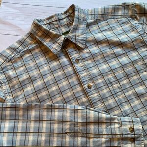 Men’s EDDIE BAUER Long Sleeve Heavyweight Cotton Plaid Shirt Size LT